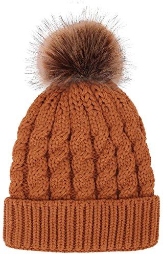 Algopix Similar Product 20 - Winter Hand Knit Beanie Hat with Faux