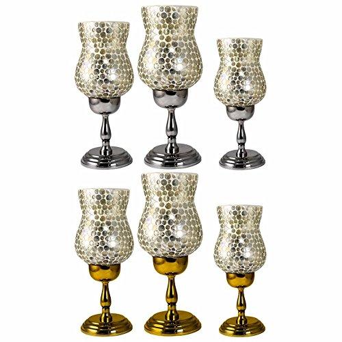 Algopix Similar Product 11 - Benzara 3Piece Metal and Glass Candle