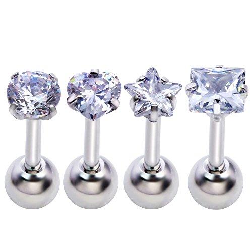 Algopix Similar Product 18 - Zysta 4PCS Clear Cubic Zirconia 16G