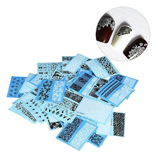 Algopix Similar Product 19 - 48 Sheets 3D White Black Lace Flowers