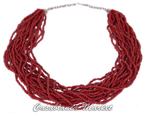 Algopix Similar Product 17 - Moroccan Artisan Glass Coral Bead