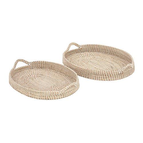 Algopix Similar Product 1 - Benzara Amazing Seagrass Tray Set of 2