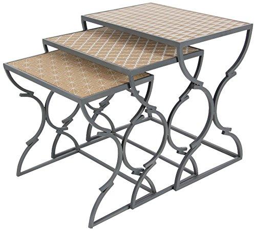 Algopix Similar Product 1 - Benzara Designer Metal Wood Nesting