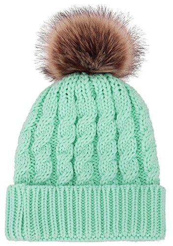 Algopix Similar Product 9 - Winter Hand Knit Beanie Hat with Faux