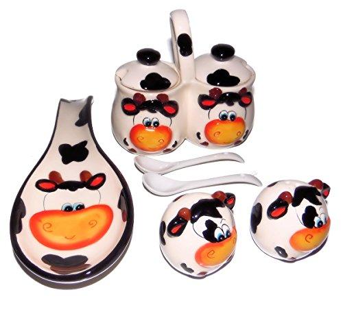 Algopix Similar Product 3 - Cow Design  Spoon Rest Salt  Pepper