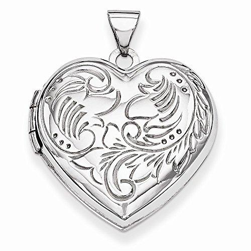 Algopix Similar Product 5 - Lockets 14k White Gold Domed Heart