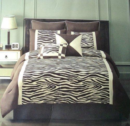 Algopix Similar Product 10 - Zebra Print 8 Piece King Comfoeter Set