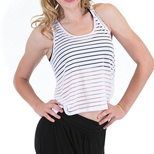 Algopix Similar Product 8 - Gia Mia Womens Striped Mesh Dance Tank
