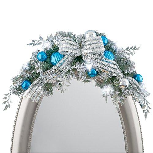 Algopix Similar Product 1 - Blue and Silver Frosted Evergreen Swag
