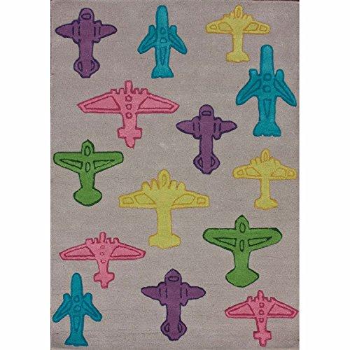 Algopix Similar Product 11 - KinderLOOM Airplanes Grey Kids Rug Rug