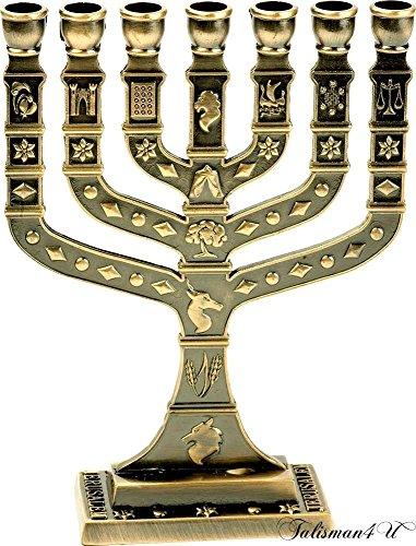 Algopix Similar Product 15 - Antique Brass MENORAH 7 Branch Candle