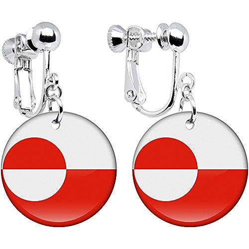 Algopix Similar Product 12 - Greenland Flag Clip on Earrings