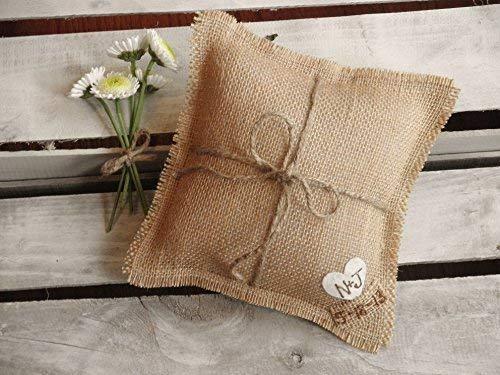 Algopix Similar Product 8 - Natural Burlap Ring Bearer Pillow with
