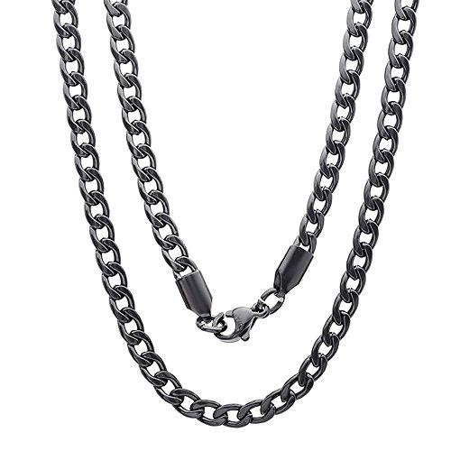 Algopix Similar Product 12 - IP Curb Chain Necklace, Black, 24"