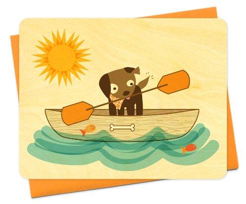Algopix Similar Product 12 - Doggie Paddlin Wood Notecard by Night