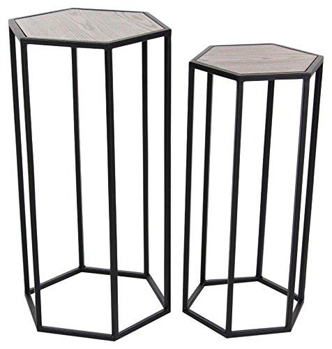 Algopix Similar Product 10 - Benzara 2 Piece Hexagonal Metal Wood