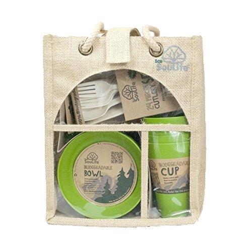 Algopix Similar Product 3 - EcoSouLife Bamboo  Picnic Set for 4