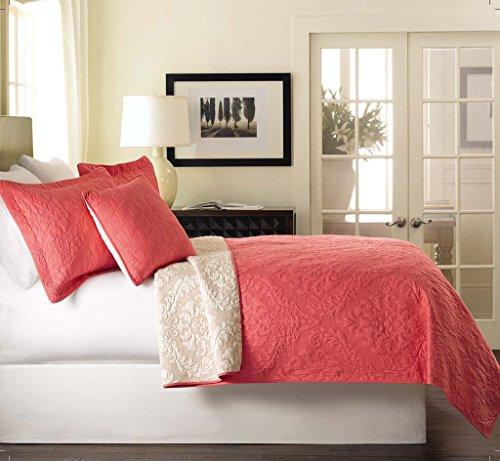 Algopix Similar Product 2 - Tache Solid Coral Matelasse Bedspread 