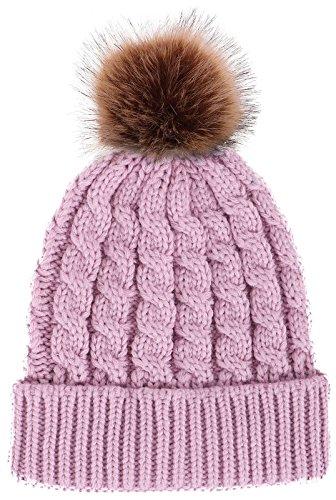 Algopix Similar Product 11 - Winter Hand Knit Beanie Hat with Faux