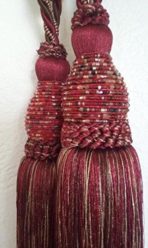 Algopix Similar Product 2 - Elegant Beaded Exotic Burgandy Tiebacks