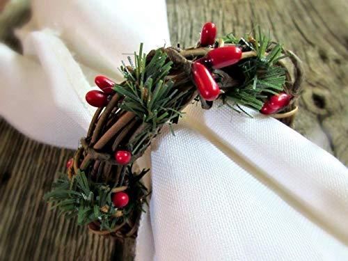 Algopix Similar Product 5 - Red Berry Green Pine Grapevine Twig