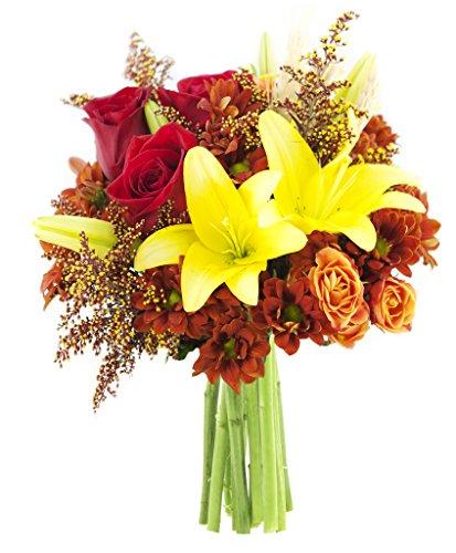 Algopix Similar Product 14 - KaBloom Gold Rush Bouquet 3 Red Roses