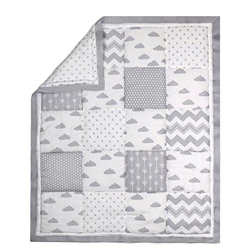 Algopix Similar Product 14 - Grey Geometric and Zig Zag Patchwork