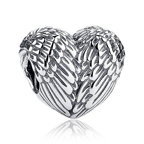 Algopix Similar Product 5 - Angelic Feathers Heart Charm 925