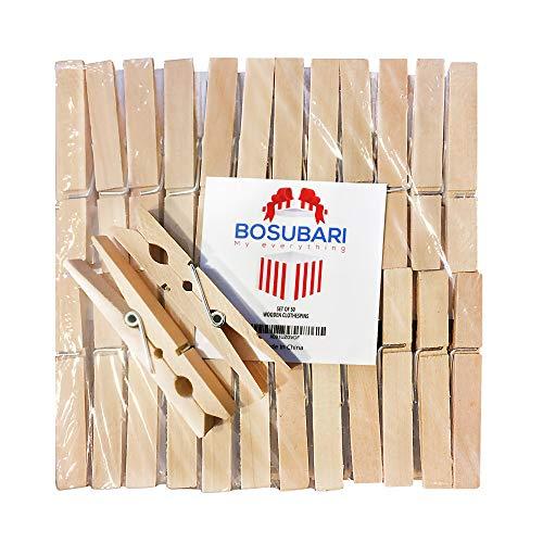 Algopix Similar Product 8 - Wooden Clothespins by Bosubari 50 PCS