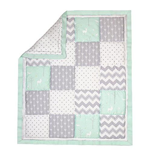 Algopix Similar Product 1 - Mint Green and Grey Woodland Patchwork