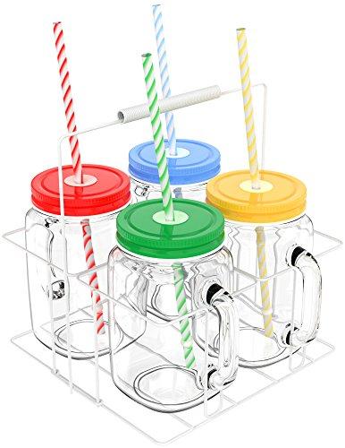 Algopix Similar Product 18 - Vremi 16 oz Mason Jars with Handles