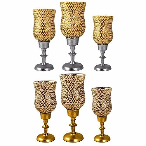 Algopix Similar Product 7 - Benzara 3Piece Metal and Glass Candle