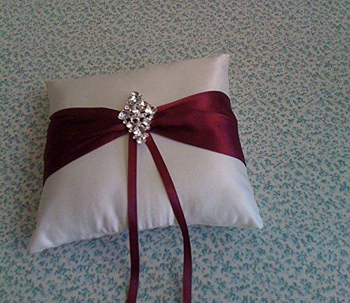 Algopix Similar Product 2 - Ivory Satin Ring Bearer Pillow with