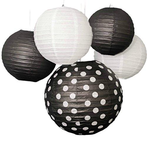 Algopix Similar Product 17 - Bobee Black and White Paper Lanterns