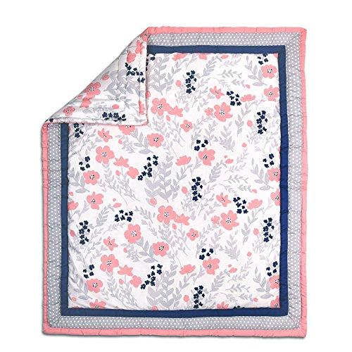 Algopix Similar Product 5 - Coral Pink Navy Blue and Grey Floral