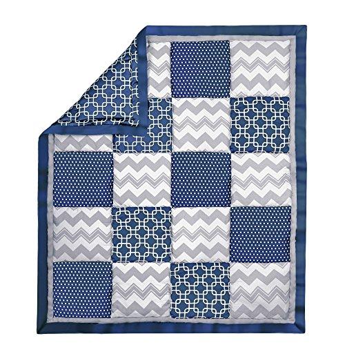 Algopix Similar Product 19 - Navy Blue and Grey Geometric and Zig