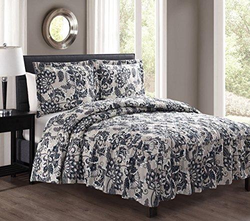 Algopix Similar Product 3 - Temperance Teal/Gray Bedspread Set King