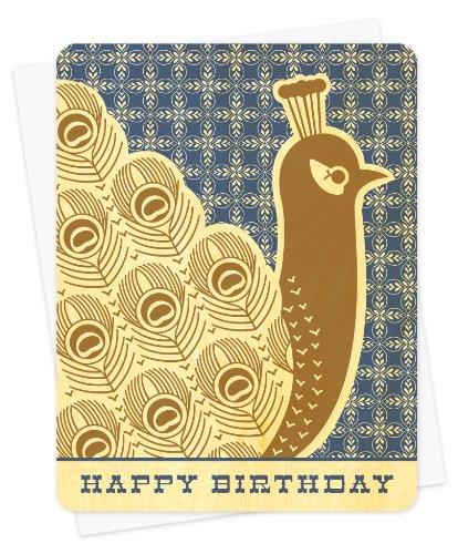Algopix Similar Product 12 - Peacock Wood Birthday Card by Night Owl