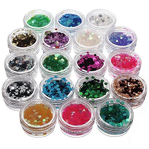 Algopix Similar Product 19 - 18 Colors Hexagon Nail Art Glitter