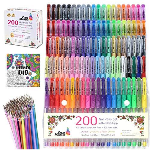 Algopix Similar Product 16 - Cedar Markers Gel Pens 200 Set with