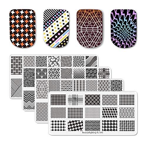 Algopix Similar Product 13 - BEAUTYBIGBANG 4Pcs Nail Stamping Plate