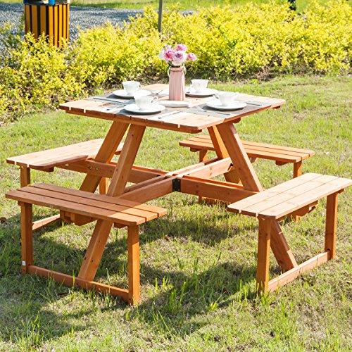 Algopix Similar Product 11 - Merax Outdoor 8 Person Pine Wood Picnic