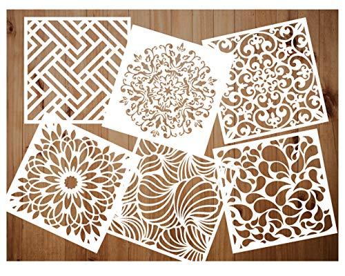 Algopix Similar Product 7 - Pack of 6 Reusable Stencils Set 6x6