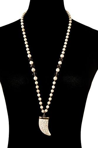 Algopix Similar Product 18 - Sanifer Long Bead Necklace Crescent