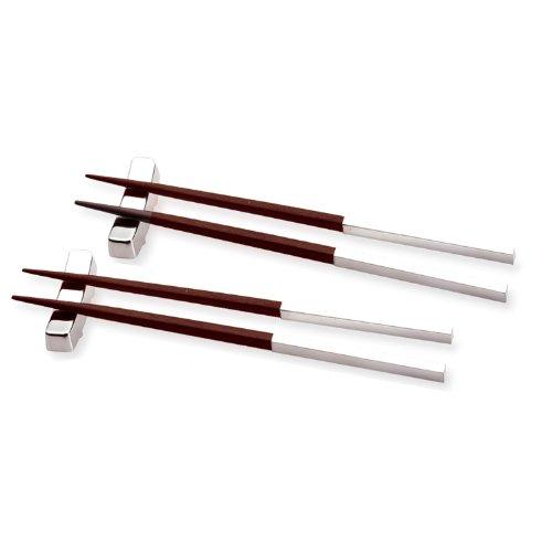 Algopix Similar Product 20 - Natico  Silver and Wood Chopsticks Set