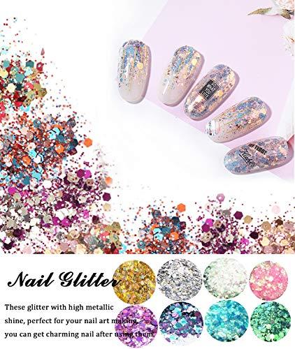 Algopix Similar Product 9 - GOTONE 16 Boxes Nail Glitters Chunky