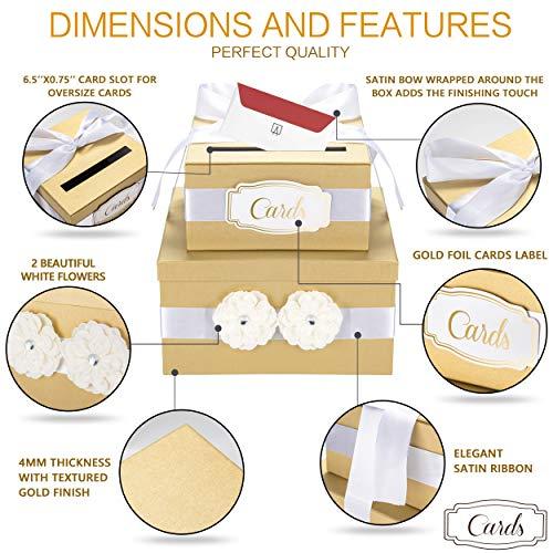 Algopix Similar Product 12 - Gold Gift Card Box  2 Tier  Perfect