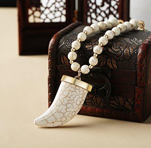 Algopix Similar Product 5 - Sanifer Long Bead Necklace Crescent