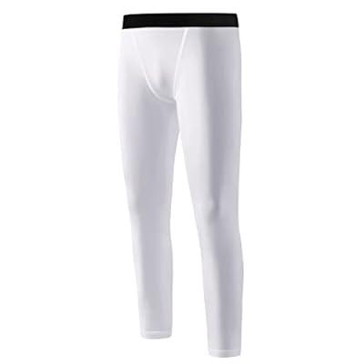 2 Packs Men's 3/4 One Leg Compression Tights Unisex Leggings Athletic Base  Layer for Basketball Sports