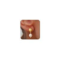 Algopix Similar Product 17 - Pearl Earrings for Women Gold Hoop